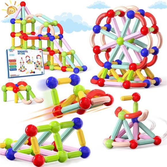 Magnetic Blocks Kids Games Toys for 3+ Year Old Boy and Girl, Magnetic Sticks